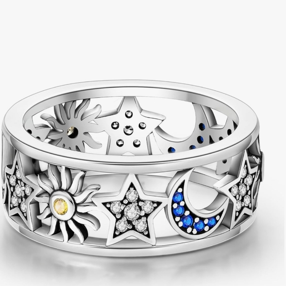 925 Sterling Silver Star and Moon Rings for Women - Picture 2 of 5